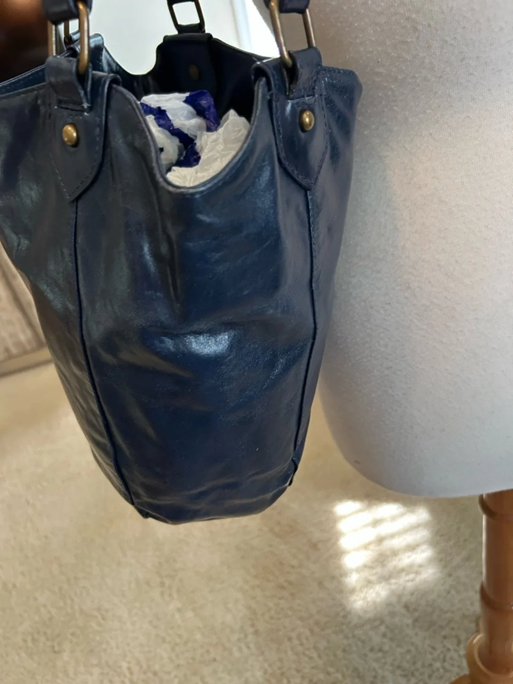 Latigo Navy Leather Tote Bag